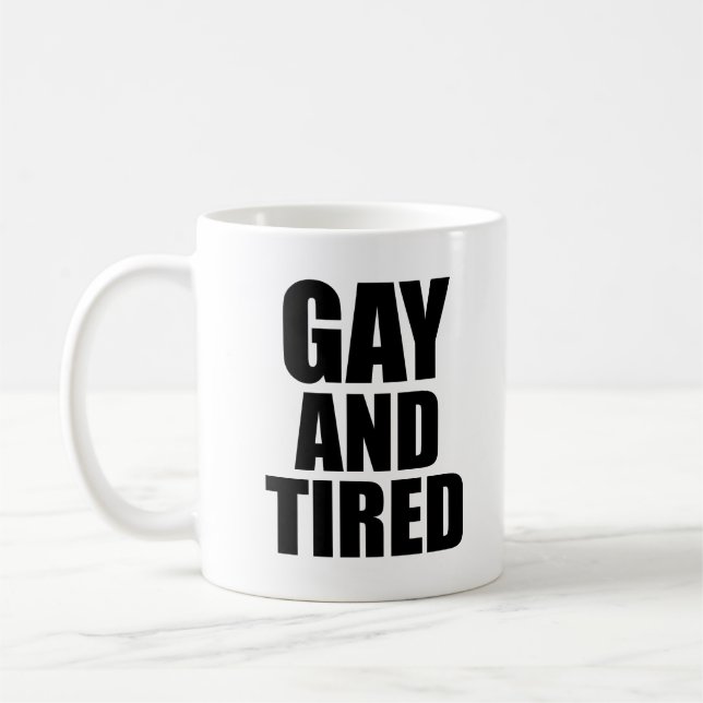 Gay och trött kaffemugg (Vänster)