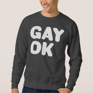 GAY OK Big Brev HBT Ally White and Mörk Grått Lång Ärmad Tröja