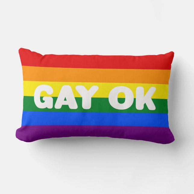 GAY OK Big Påstående LGBT Gay pride Rainbow Flagga Lumbarkudde (Framsida)