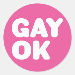 GAY OK, Brev, vit och Rosa Runt Klistermärke