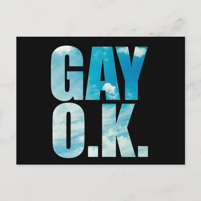 Gay OK Funny Hipster Cloud Text Vykort (Framsida)
