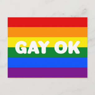 GAY OK LGBT 6-Rand Rainbow Gay pride Flagga Vykort