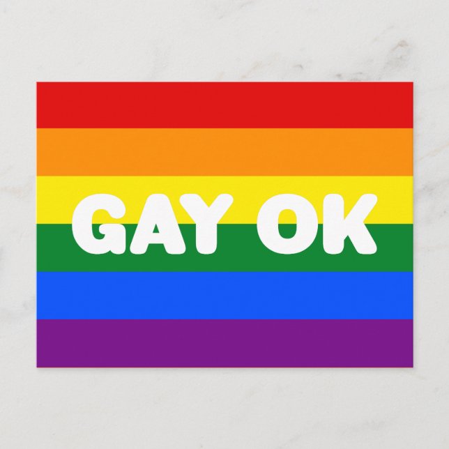 GAY OK LGBT 6-Rand Rainbow Gay pride Flagga Vykort (Framsida)