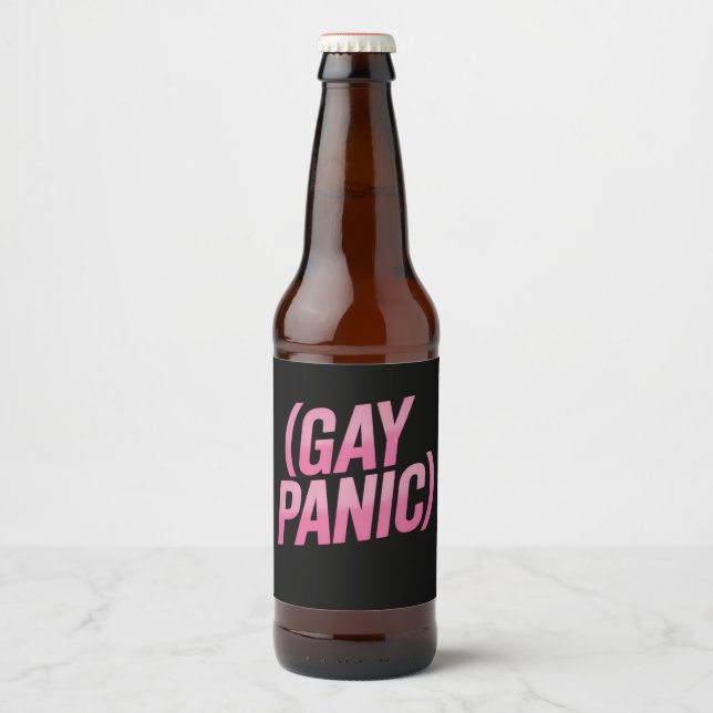 Gay Panic LGBTQ Protest Pride Ölflaska Etikett (Framsida)