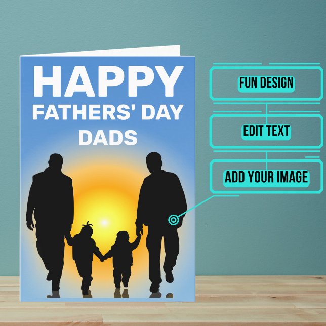 Gay Pappor med Familj Fars dag Kort (Please enjoy our Father's Day card for gay dads)
