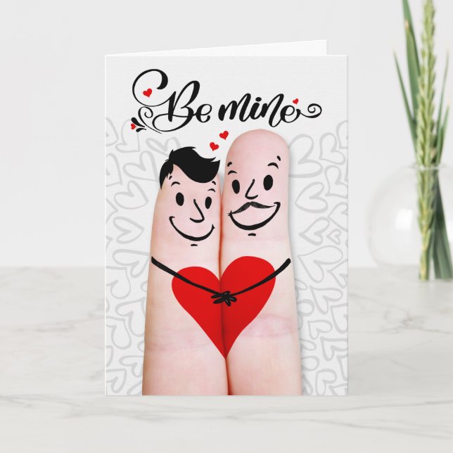 Gay Partner Min Valentine Finger Par Helgkort (Framsida)