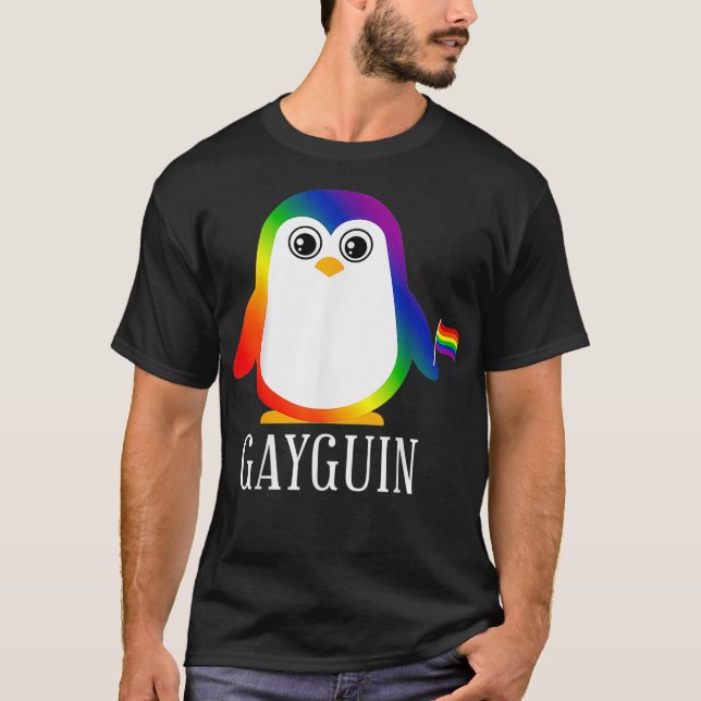 Gay Penguin Rainbow Pride Flagga LGBTQ Coola HGBT  T Shirt (Framsida)