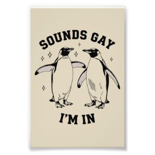 Gay pingvinljud låter gay jag är i vintage queer H Fototryck