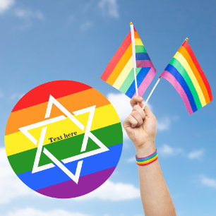 Gay Pir Rainbow Flagga Jewish Star of David Runt Klistermärke