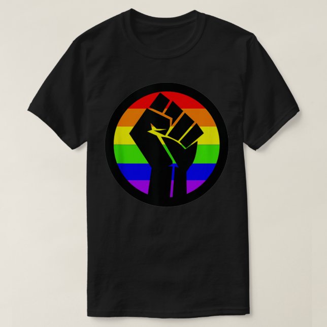 Gay Power Gay pride Rainbow Fist T Shirt (Design framsida)
