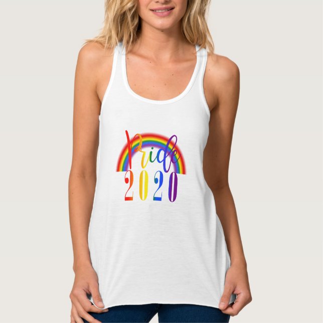 Gay pride 2020 HBT Rainbow Flagga HGBTQ Linne Med Racerback (Framsida)
