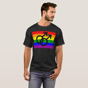 Gay pride 2 Male Mars Symbols Rainbow Flagga Shirt Tröja