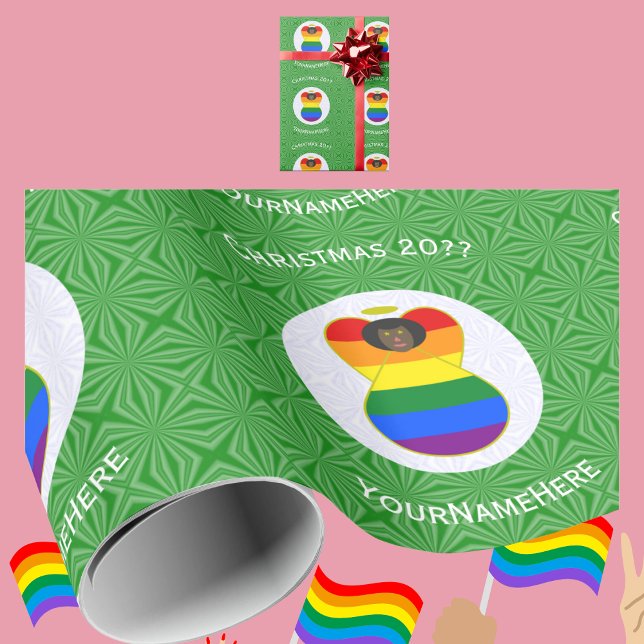Gay Pride Afrikansk Ängel Julflagga Personlig Presentpapper (Skapare uppladdad)