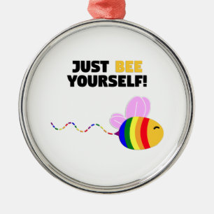 Gay pride är bara dig själv julgransprydnad metall