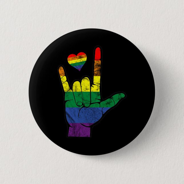 Gay pride ASL-teckenspråk HBT-Dövets medvetenhet M Knapp (Framsida)