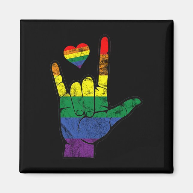 Gay pride ASL-teckenspråk HBT-Dövets medvetenhet M Magnet (Framsidan)