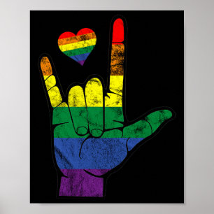 Gay pride ASL-teckenspråk HBT-Dövets medvetenhet M Poster