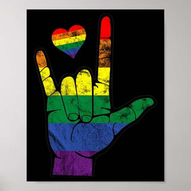 Gay pride ASL-teckenspråk HBT-Dövets medvetenhet M Poster (Framsidan)