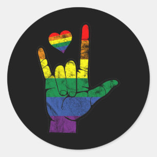 Gay pride ASL-teckenspråk HBT-Dövets medvetenhet M Runt Klistermärke