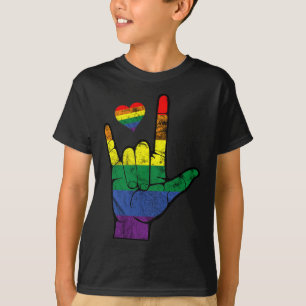 Gay pride ASL-teckenspråk HBT-Dövets medvetenhet M T Shirt