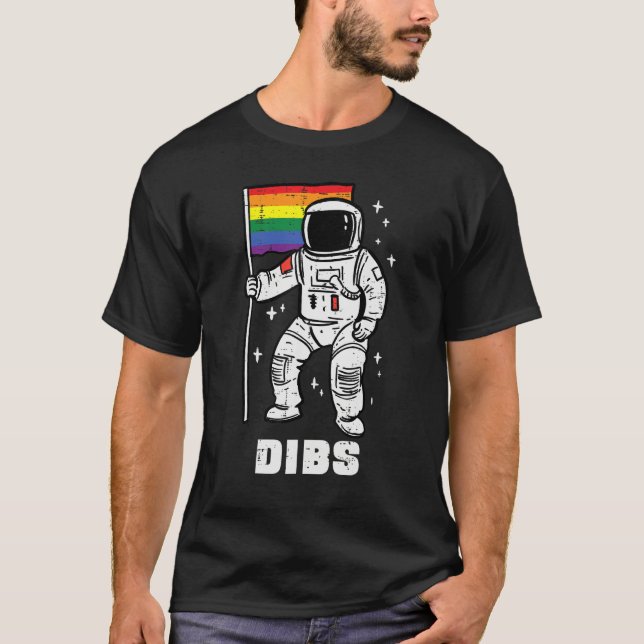 Gay Pride Astronaut Rainbow Flag Lgbtq Space Men W T Shirt (Framsida)