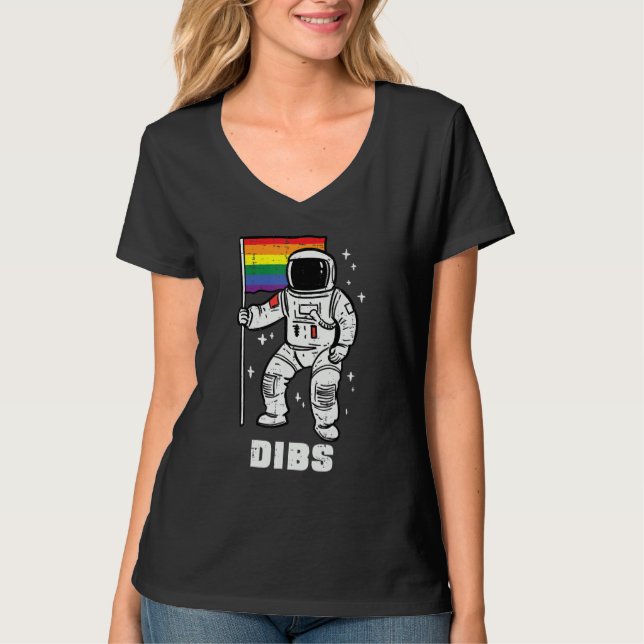 Gay Pride Astronaut Rainbow Flag Lgbtq Space Men W T Shirt (Framsida)