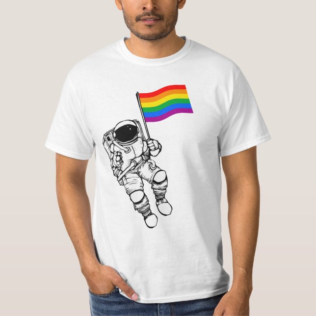 Gay Pride Astronaut T Shirt (Framsida)