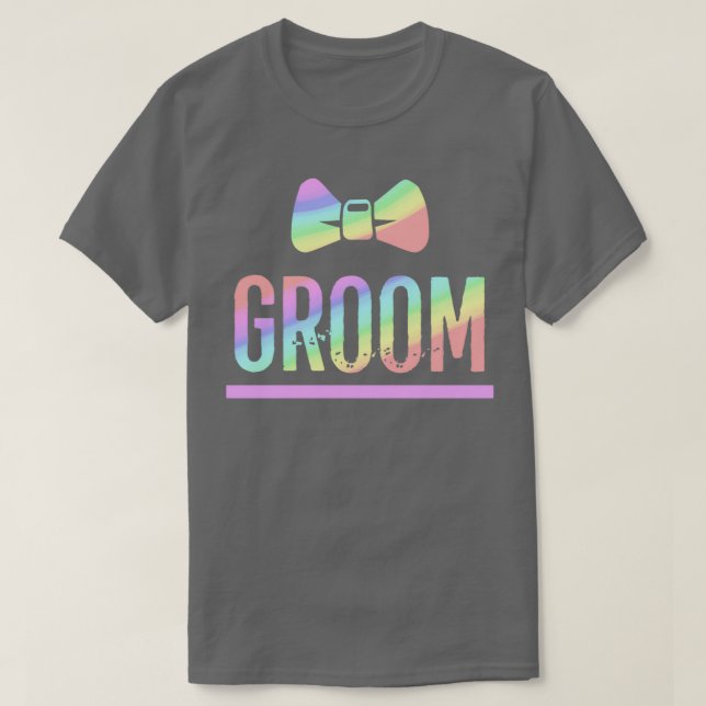 Gay pride Bachelor Party Rainbow Bowtie Groom Shir T Shirt (Design framsida)