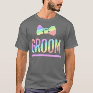 Gay pride Bachelor Party Rainbow Bowtie Groom Shir T Shirt