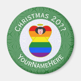 Gay pride Black Hair Angel Jul Flagga Magnet