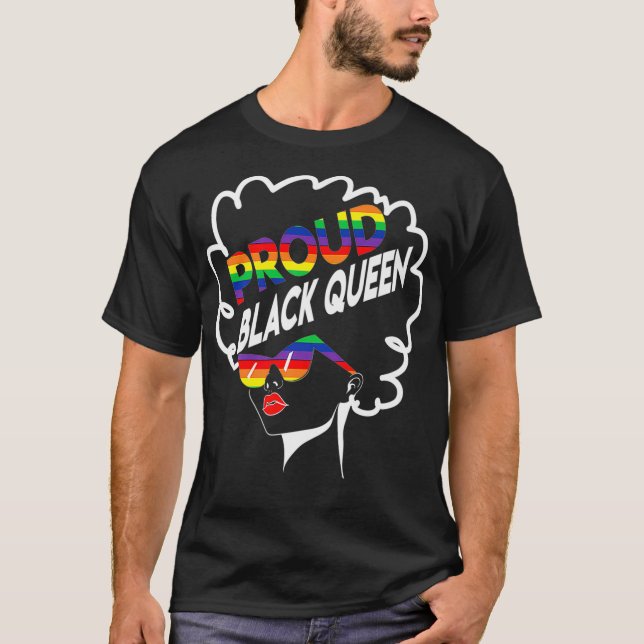 Gay pride Black Queen Lesbisk African American Gif T Shirt (Framsida)