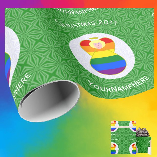 Gay Pride Blond Ängel Julflagga Personlig Presentpapper (Skapare uppladdad)