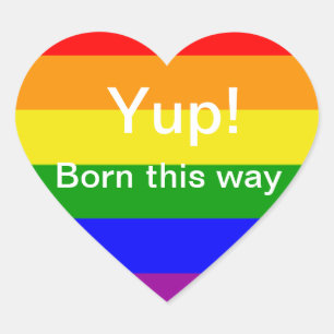 Gay pride Born på det här sättet Regbow flagga Hjärtformat Klistermärke