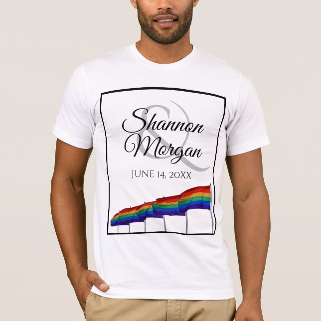 gay pride Bröllop Rainbow Flaggor T-Shirt (Framsida)