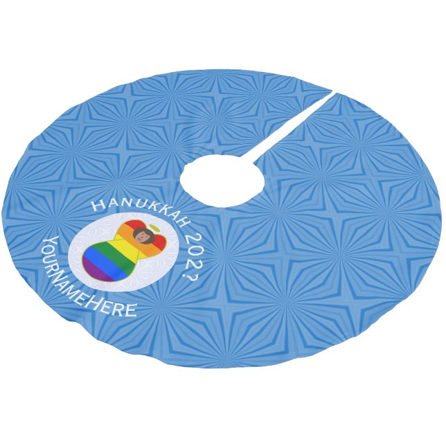 Gay pride Brown Angel Hanukkah Flagga Personlig Julgransmatta Borstad Polyester (Vinklad)