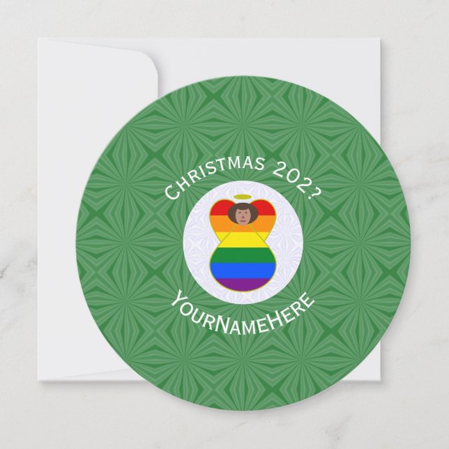 Gay Pride Brun Hud Ängel Julflagg Personlig Inbjudningar (Framsida)