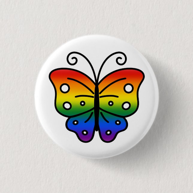 Gay Pride Butterfly Pin Badge Knapp (Framsida)