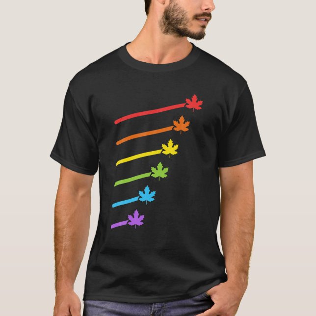 Gay pride Canadian Rainbow Maple Löv Canada LGBTQ T Shirt (Framsida)