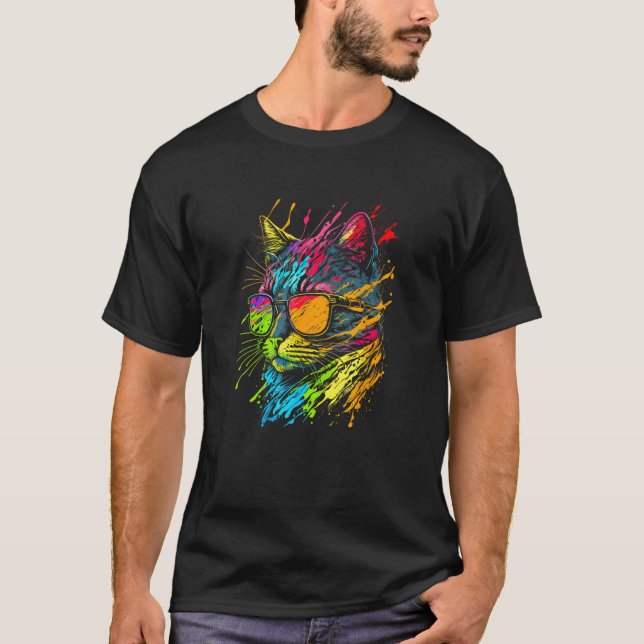 Gay Pride Cat Animal  Pride Month Cute Equality LG T Shirt (Framsida)