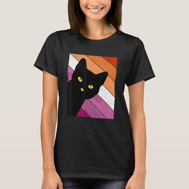 Gay Pride Cat Lesbian Rainbow Flag LGBTQ Cat Mom C T Shirt (Framsida)