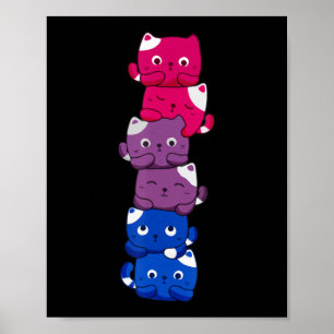 Gay pride Cat LGBT Kawaii Cats Pile Cute Anime Rai Poster