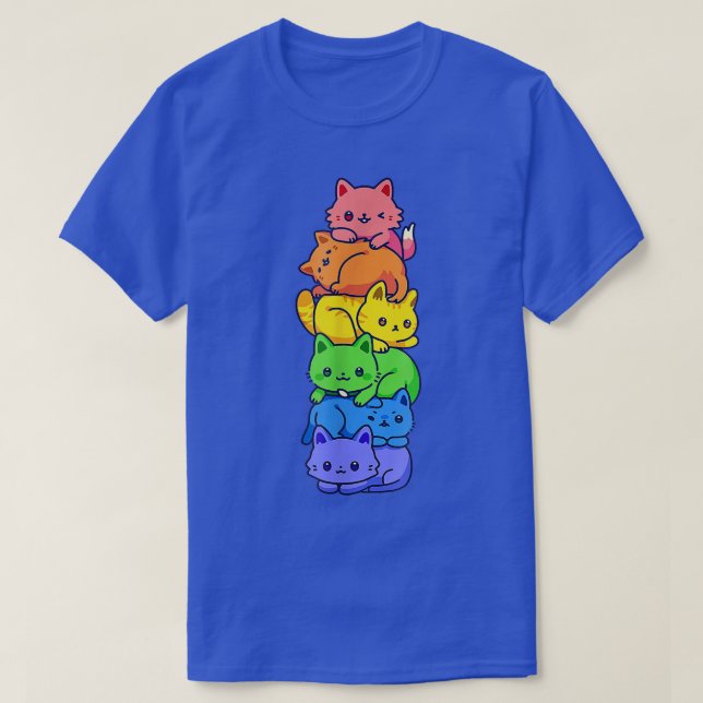 Gay pride Cat LGBT Kawaii Cats Pile Cute Anime Rai T Shirt (Design framsida)