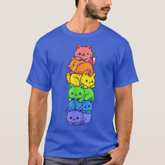 Gay pride Cat LGBT Kawaii Cats Pile Cute Anime Rai T Shirt