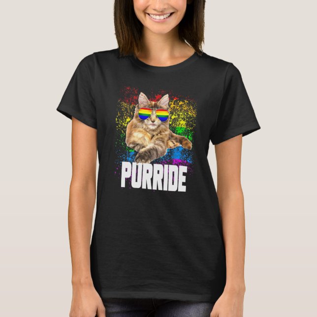 Gay pride Cat Purride Gay Lesbisk Lgbtq Lgbt T Shirt (Framsida)