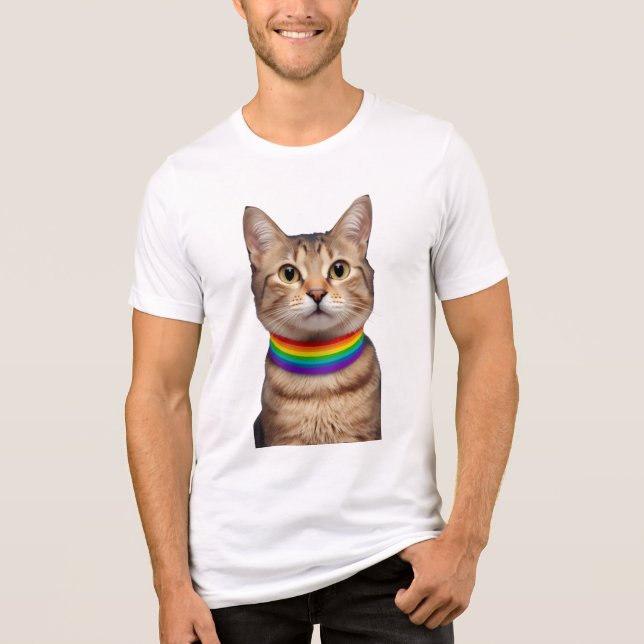 Gay pride Cat - Purroud & Proud T Shirt (Framsida)
