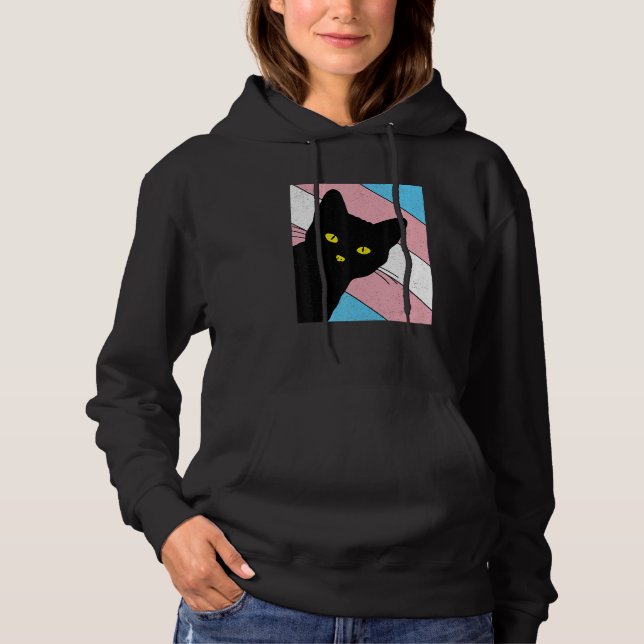 Gay Pride Cat Transgender Rainbow Flag LGBTQ Cat M T Shirt (Framsida)