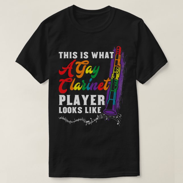 Gay pride Clarinet Player Instrumentalist T Shirt (Design framsida)