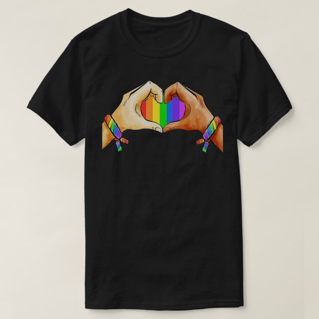 Gay pride Clothing HBT Rainbow Flagga Heart Unity T Shirt (Design framsida)