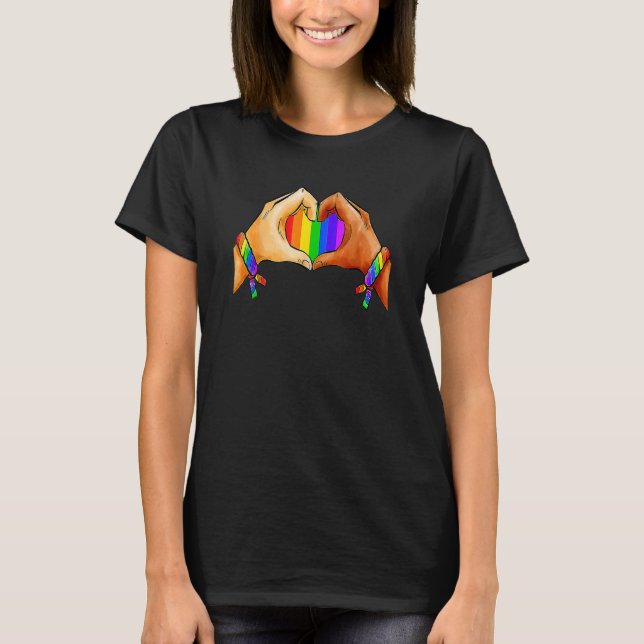 Gay pride Clothing Lgbt Rainbow Flagga Heart Lgbt  T Shirt (Framsida)