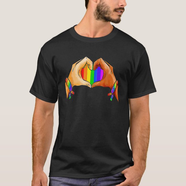 Gay pride Clothing LGBT Rainbow Flagga Heart LGBT  T Shirt (Framsida)